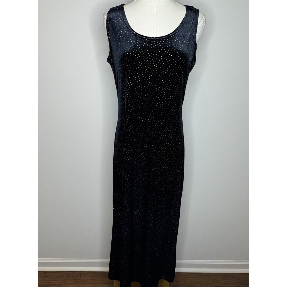 Vintage Ronni Nicole by Ouida Navy Sparkle Long Maxi Dress Womens Size 10